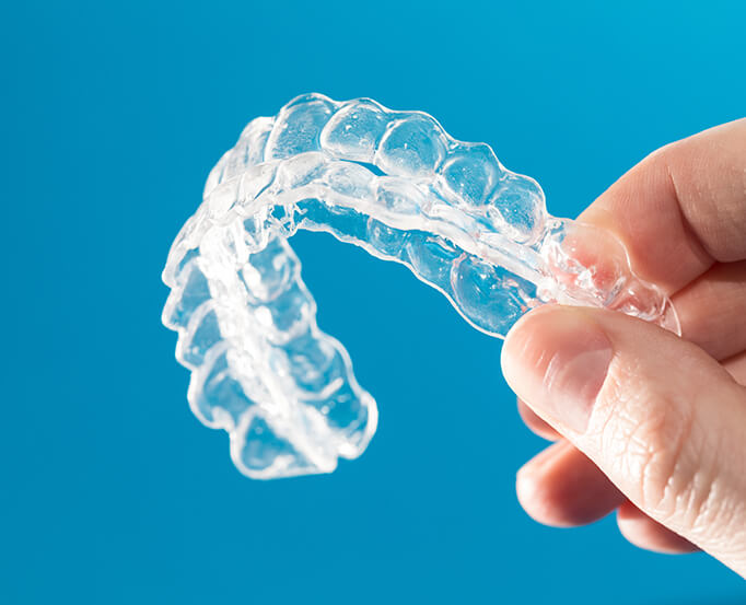 closeup of a set of clear aligners